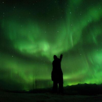 Northern lights with snowshoe 6